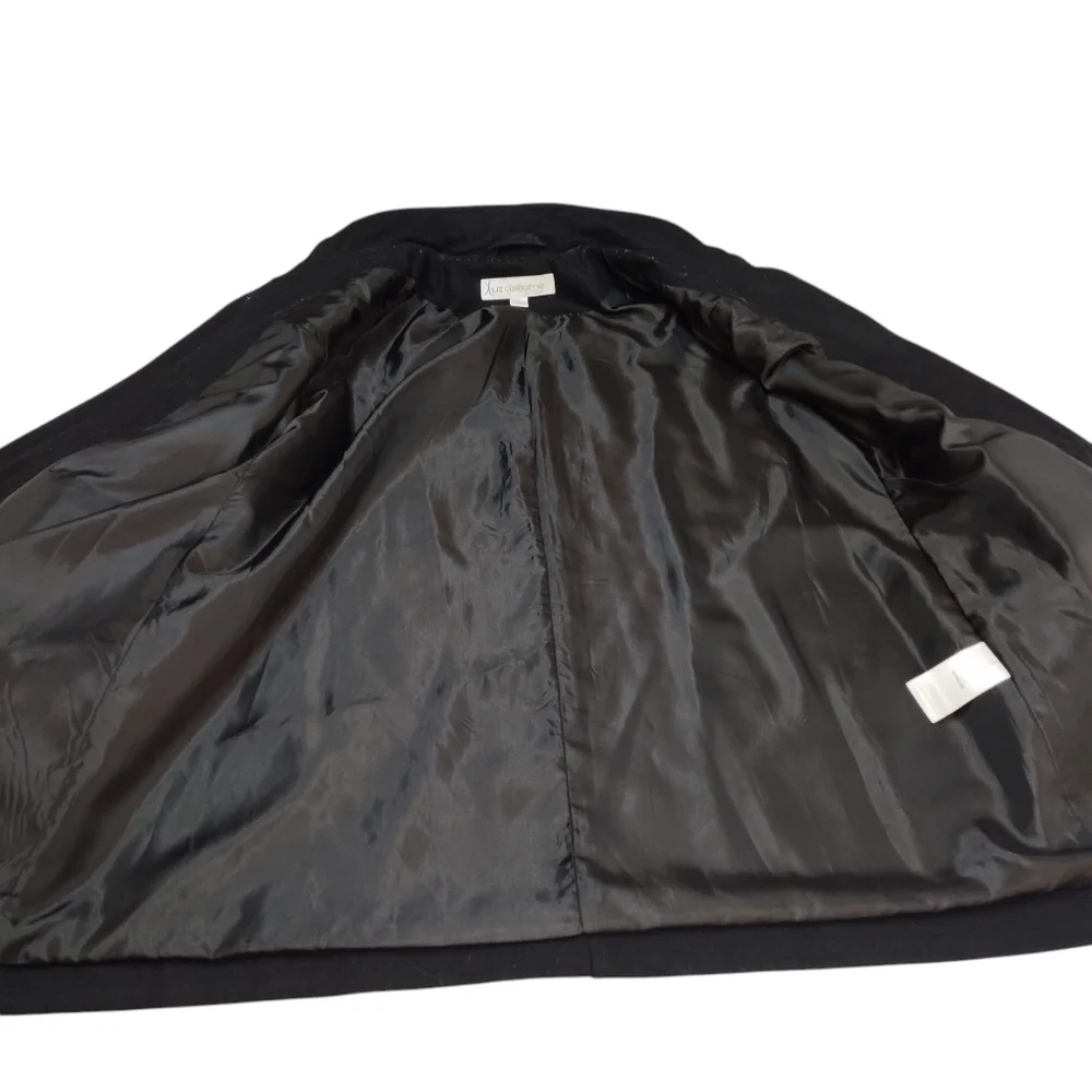 Liz Claiborne Pea Coat Women's Black Wool Blend Zipper/Button Pea Coat Size L - Picture 7 of 11